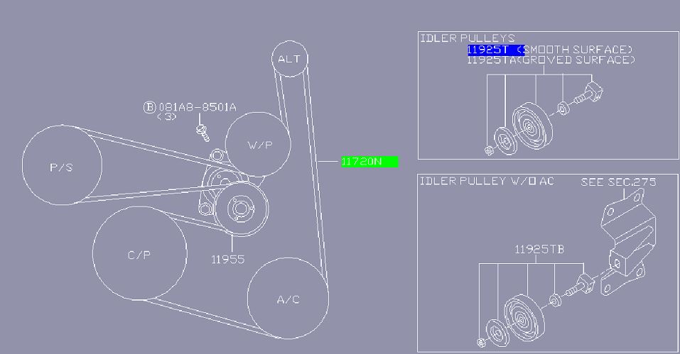 thumbnail image 2 of OEM Bando Drive Belt Set For 2002-2004 Nissan Frontier 2.4L – Alt, AC, Power Steering 2 of 4