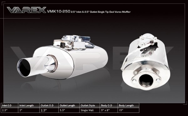 XForce Varex Single Tip Oval Muffler - 2.5" Inlet & 2.5" Outlet ...